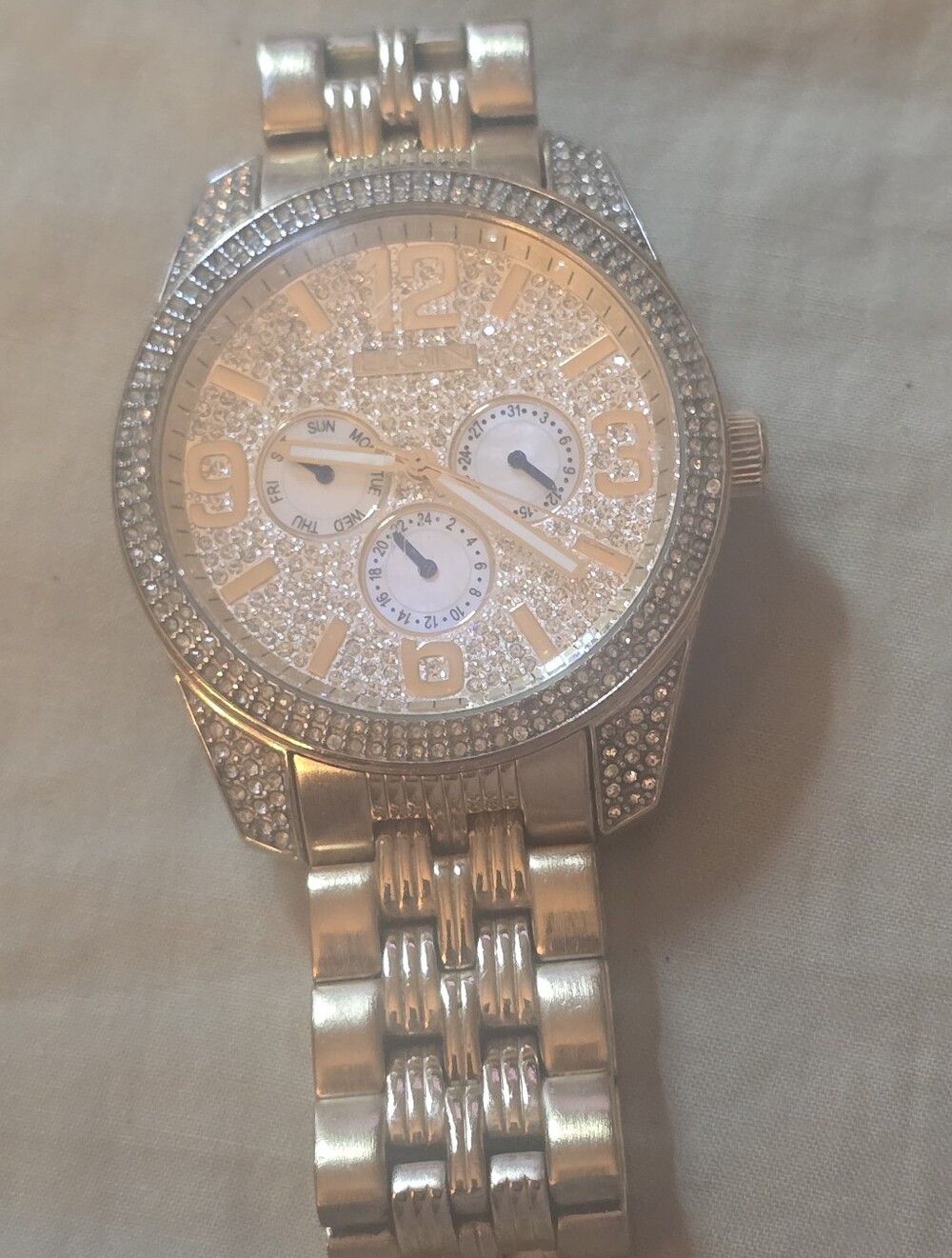 Sparkling Crystal Accent Bracelet Watch - Gold Tone